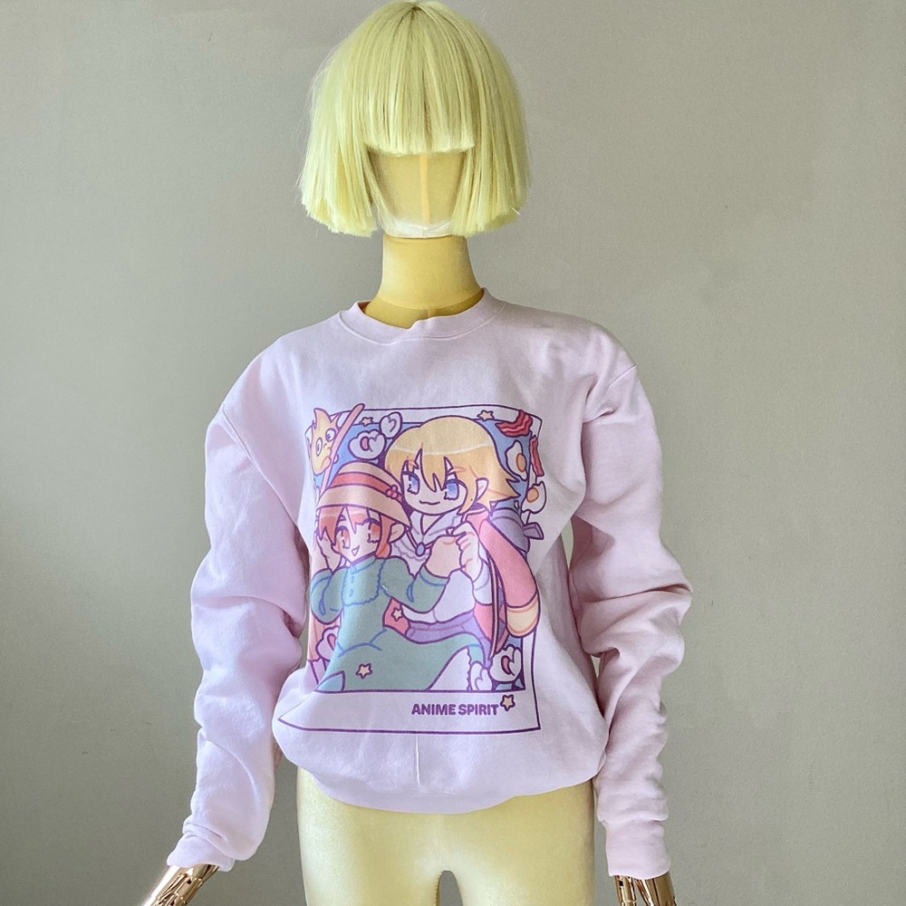 Hanes Anime Spirit Graphic Pink Sweatshirt SZ S - Picture 2 of 6